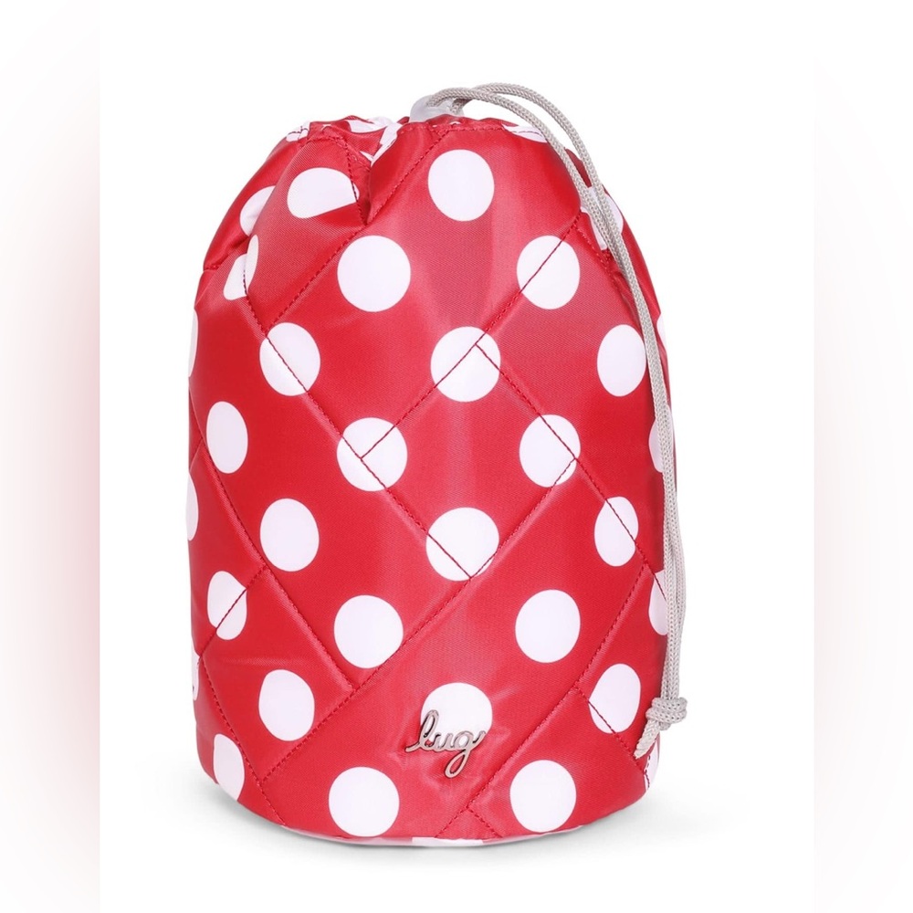 🐢 Lug Tumbler “Crimson Large Dot”Red and White Polka Dot Bag. NEW